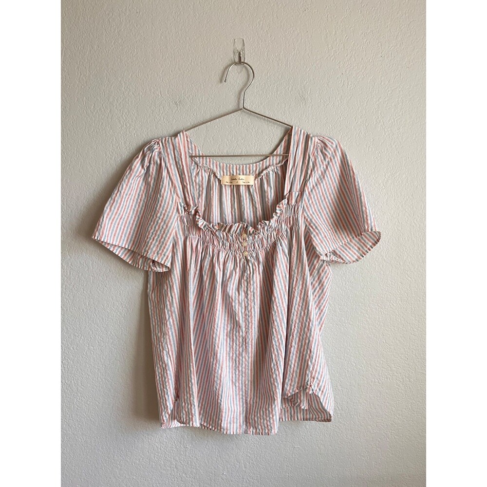 Isabella Sinclair Anthropologie Sonnet Smocked Top in Multi Stripe Size LARGE